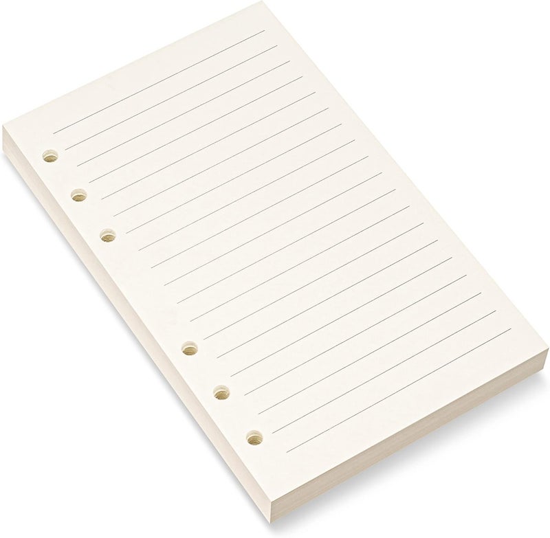 Bidponds A6 Refill Paper, 6 Holes Lined Paper for A6 Personal Binder, 8mm Ruled Loose Leaf, 80 Sheets/160 Lined Pages, 4.1 x 6.6 inches,Beige (1) - Image 1